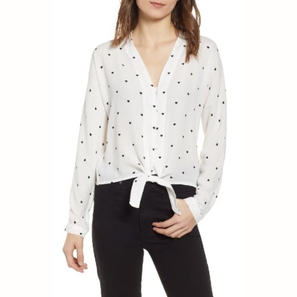 Rails Tops - NWT Rails Sloan Tie Front Blouse Hearts Size XS